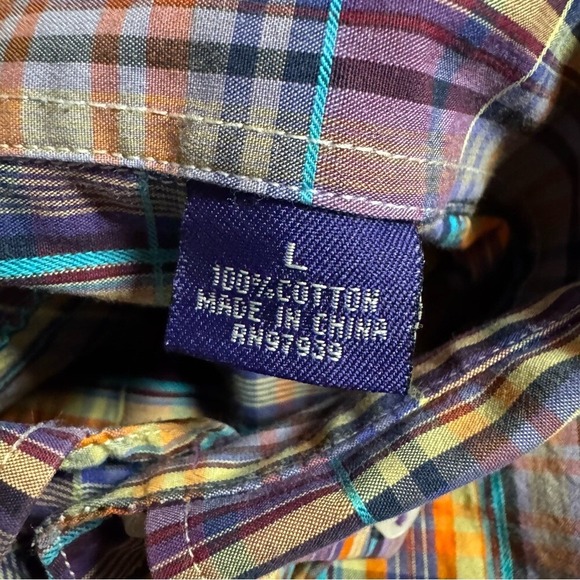 Alan Flusser set of 2 men's size large long sleeve plaid button down shirts - Picture 6 of 12